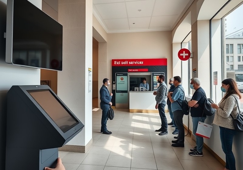 Antes — Terminal fuera de servicio en horario de alta demanda: la espera se traslada a la caja.